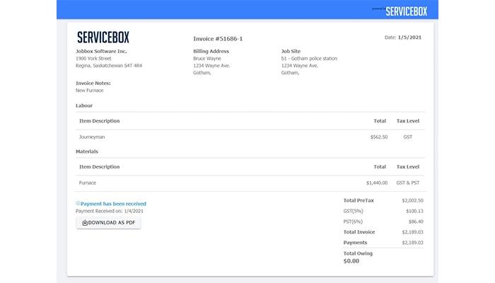 Service Box Portal Payments