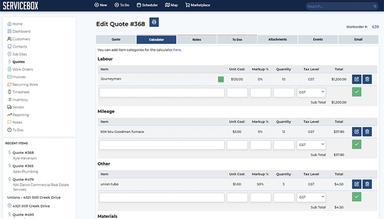 Service Box Quote Calculator