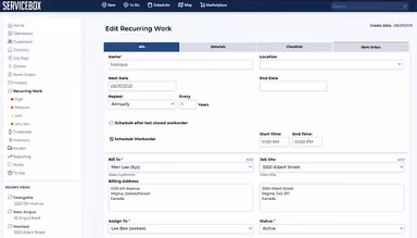 Service Box Recurring Work Order