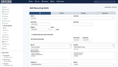 Service Box Recurring Work Order
