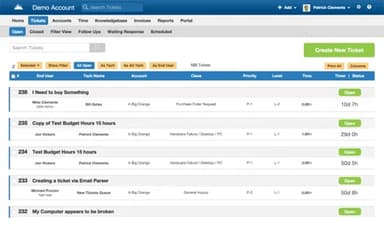 SherpaDesk Ticket Worklist Page
