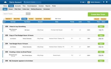 SherpaDesk Ticket Worklist Page