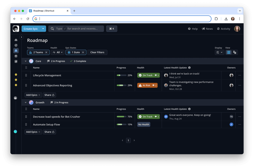 Shortcut Roadmap