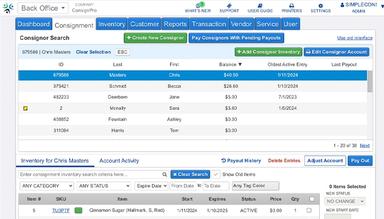 SimpleConsign Manage Consignors And Inventory
