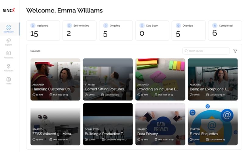 Sincx Learn Dashboard