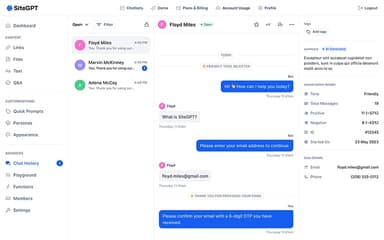 SiteGPT Chat History