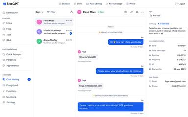 SiteGPT Chat History