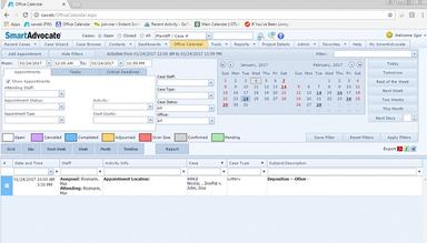 SmartAdvocate Office calendar