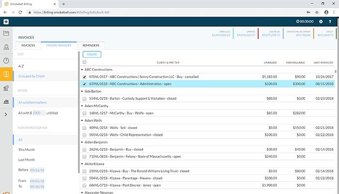 Smokeball Billing Invoicing