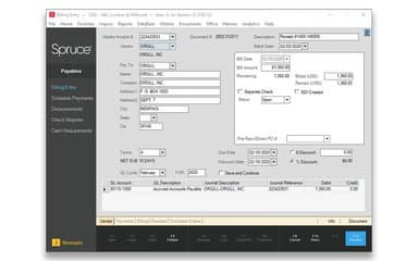 Spruce Payable Billing Entry