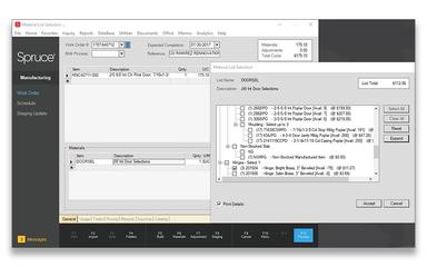 Spruce Work Order Material List
