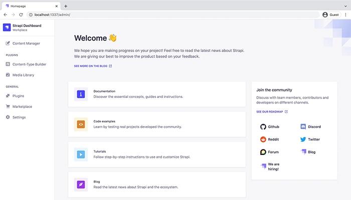 Strapi Home page