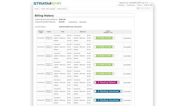 StrataPT Billing History Overview.
