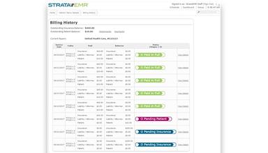 StrataPT Billing History Overview.