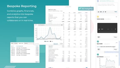 Combine graphs, financials, and analytics into bespoke reports that you can collaborate on in real-time.