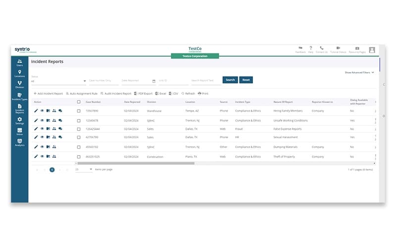 Syntrio Incident Reports