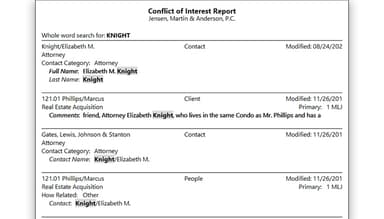 Tabs3 Practice Master Conflict of Interest Report