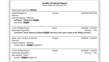 Tabs3 Practice Master Conflict of Interest Report