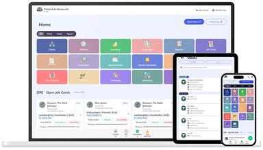 The ARI Auto Repair Software Home Screen On Multiple Devices