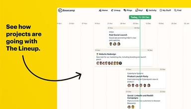 The Lineup shows you all projects at a glance See schedules and who's working on what from one single screen