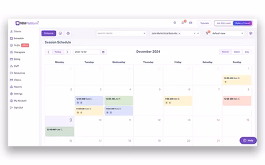 TheraPlatform Session Schedule