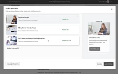 Thinkific Courses Selection