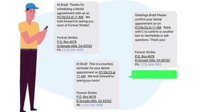 ThriveCloud Unlimited texting for automated appointment reminders, confirmations, and one-on-one messaging is included to keep you connected with patients and streamline communication.