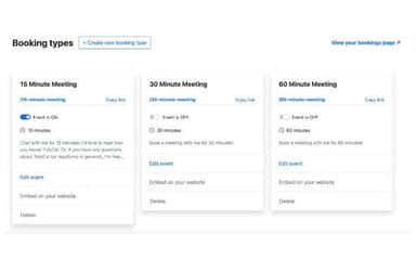 TidyCal Booking Types