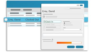 TimeClick TimeClicks Main Screen Just click your name and clock in and out