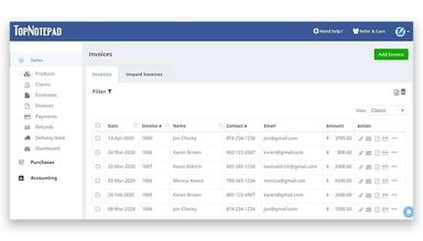 TopNotepad Invoices