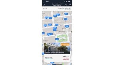 TravelBank Hotel search maps