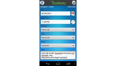 TrialWorks File case notes