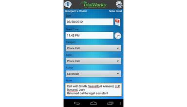 TrialWorks File case notes