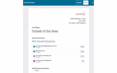 Turnitin Print Preview