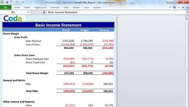 UNIT4 Financials Real time excel equivalents