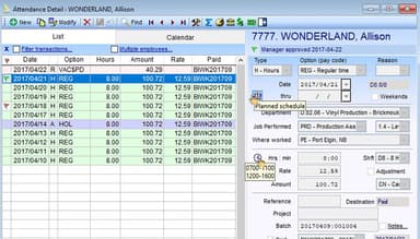 Umana Full attendance and pay detail