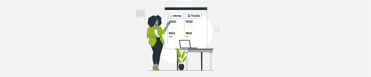 Trello vs ClickUp Feature and Pricing Comparison Infographic