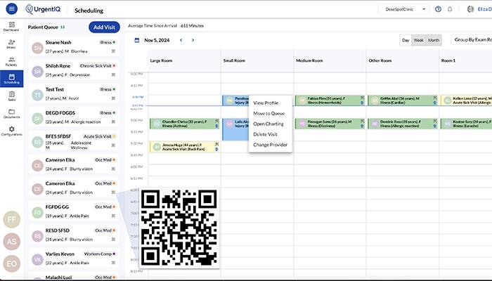 Urgent IQ Screen Two Scheduling Day View