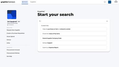 Use Graphite's guided search to find new suppliers or perform other tasks
