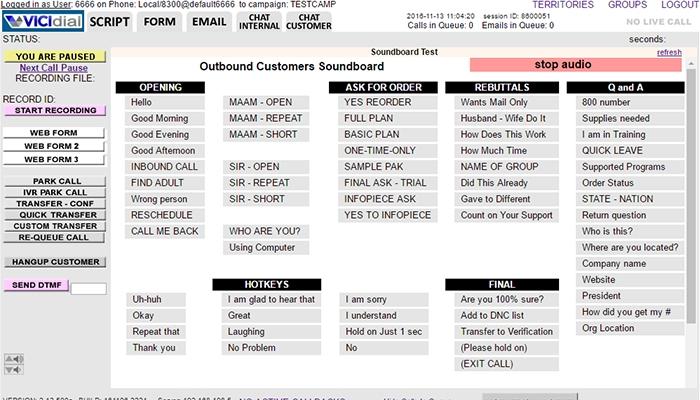 VICIdial Outbound customer scoreboard