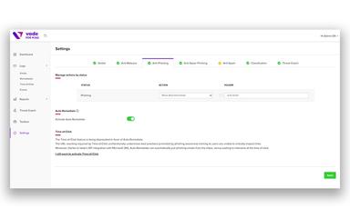 Vade for M365 — Configuration Dashboard