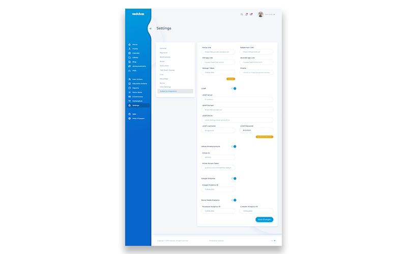 Vedubox Settings Dashboard