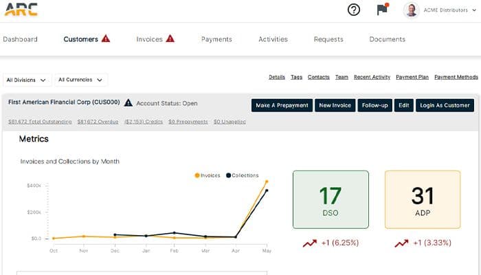 Versapay Supplier portal dashboard