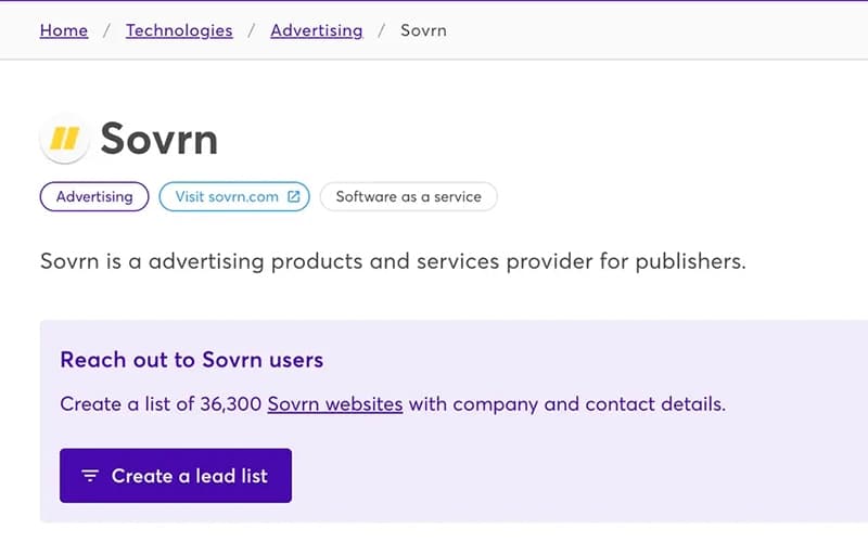 Wappalyzer Sovrn