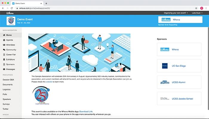 Whova Home Dashboard