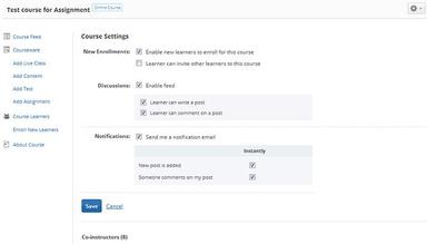 WizIQ LMS Course settings