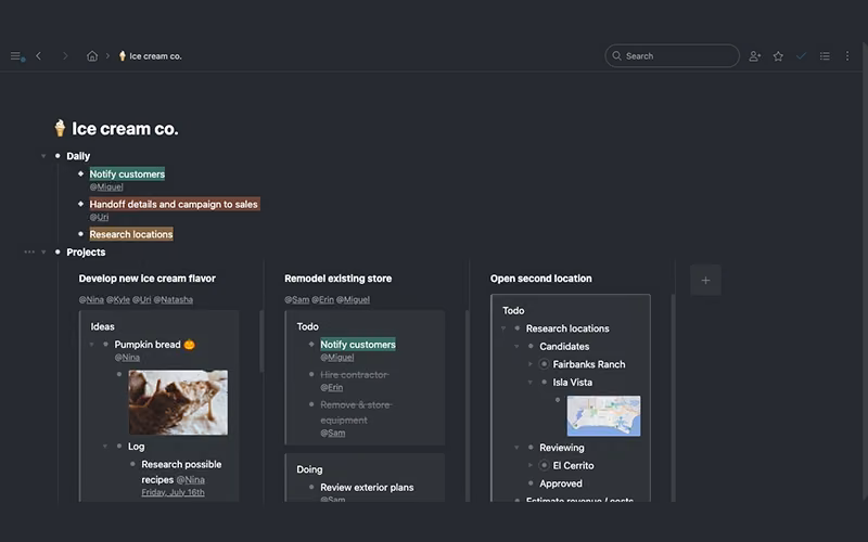 WorkFlowy Assigning Tasks