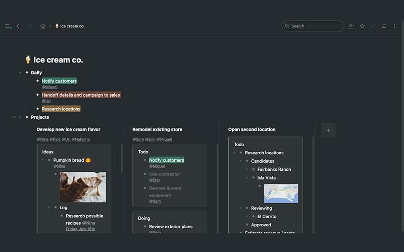 WorkFlowy Assigning Tasks