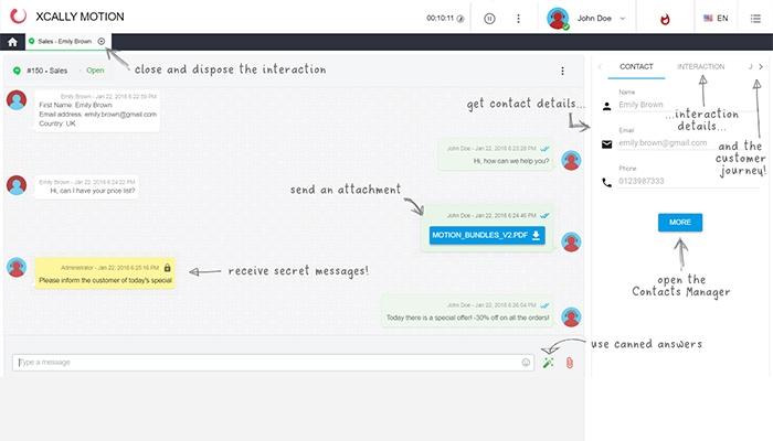 XCALLY Chat Interaction