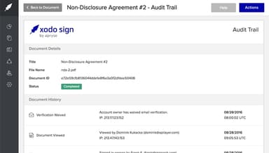 Xodo Sign Audit Trail
